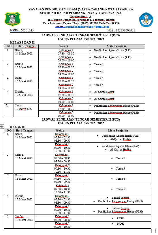 JADWAL PTS 2 2021/2022